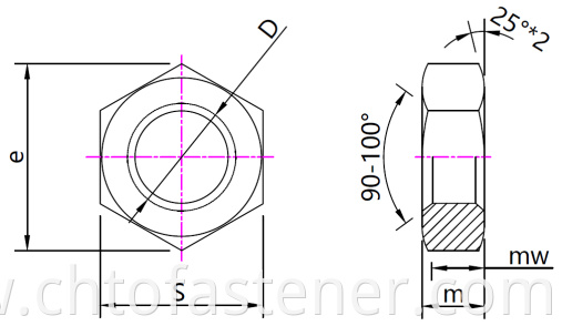 ISO 4035 Hex thin nuts drawing